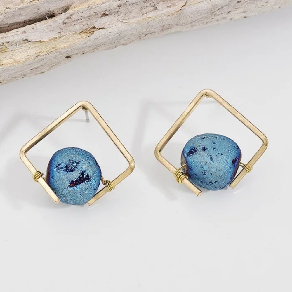 Geometric natural stone earrings